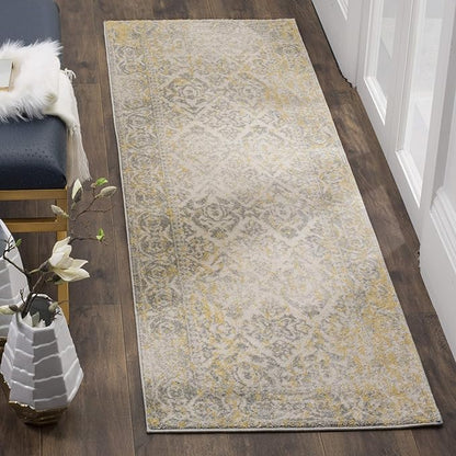 SAFAVIEH Evoke Collection 2'2" x 7' Ivory/Grey EVK264D Distressed Non-Shedding Living Room Entryway Foyer Hallway Bedroom Runner Rug