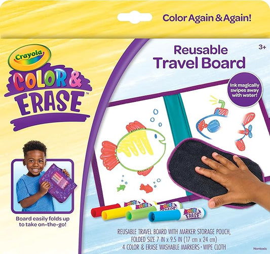 Crayola Color & Erase Drawing Board for Kids, Travel Coloring Kit, Drawing Toy, Toddler Coloring Set, Gift for Kids, 3+