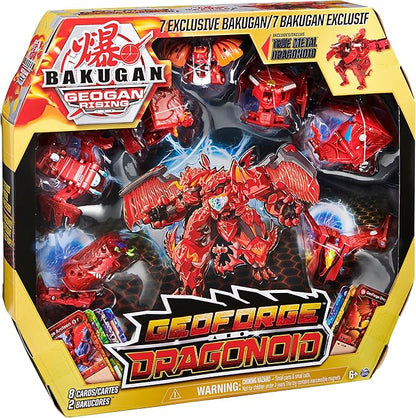 Bakugan GeoForge Dragonoid, 7-in-1 Includes Exclusive True Metal Dragonoid and 6 Geogan Collectibles, Kids Toys for Boys