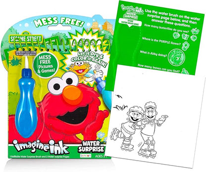 Imagine Ink Water Painting Books Set for Toddlers Kids Ages 3-5 ~ 3 Pack No Mess Paint with Water Books with Water Surprise Brushes, Mickey Mouse, Peppa Pig, Sesame Street Elmo Bundle