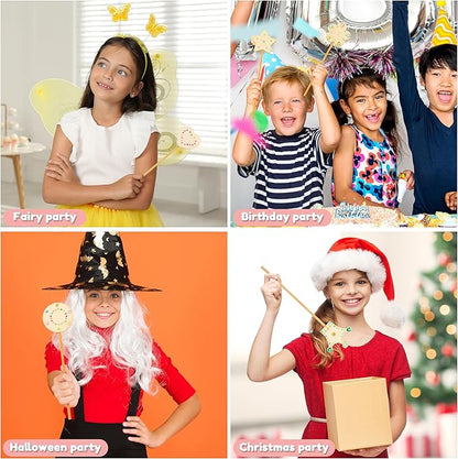 Pllieay Fairy Party Decoration, 36Pcs 6 Styles Princess Fairy Wands Kit, Fairy Wand Princess Wand for Girls Makes Your Own Princess Wand and Party Supplies