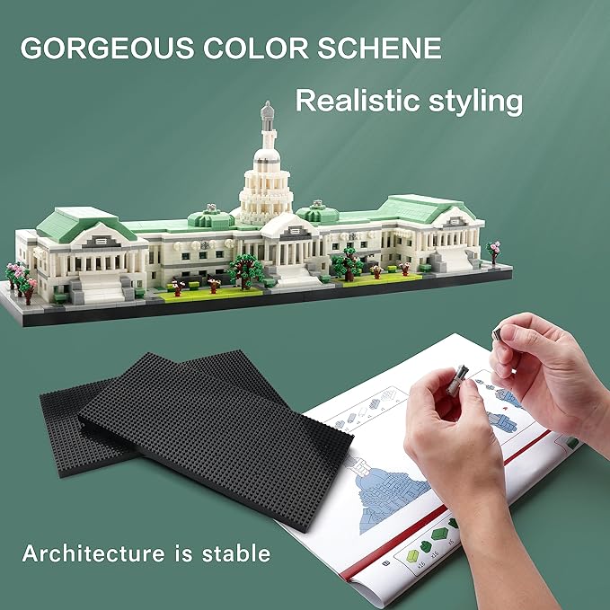 Micro Mini Blocks United States Capitol Building Architecture Model Famous Landmark Collection Set, Toys Presents for Adult and Kid Age of 14+ 3630 PCS
