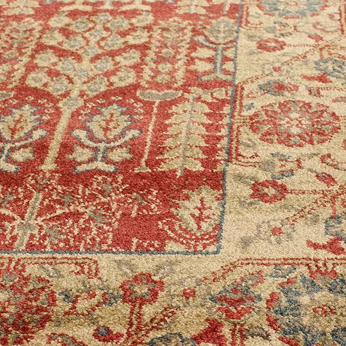 SAFAVIEH Mahal Collection Runner Rug - 2'2" x 8', Red & Natural, Traditional Oriental Design, Non-Shedding & Easy Care, Ideal for High Traffic Areas in Living Room, Bedroom (MAH697A)