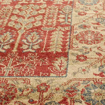 SAFAVIEH Mahal Collection Runner Rug - 2'2" x 8', Red & Natural, Traditional Oriental Design, Non-Shedding & Easy Care, Ideal for High Traffic Areas in Living Room, Bedroom (MAH697A)