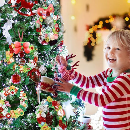 Christmas Foam Wreath Craft Kits 16PCS DIY Christmas Ornament Foam Sticker Holiday Activity for Kids Christmas Party Decoration Supplies