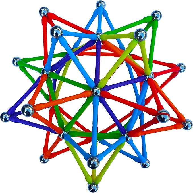 Magz Super 300 Magnetic Building Set consisting of 176 magnetized rods (2.3" Long) and 124 Nickel Plated Steel Balls (0.5" in Diameter) in a Wooden Box, Offered