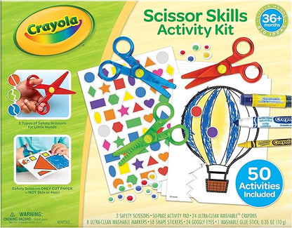 Crayola Toddler Scissor Skills Activity Kit (3ct), Safety Scissors and Craft Supplies, Toddler Crafts, Gift for Kids, Ages 3+