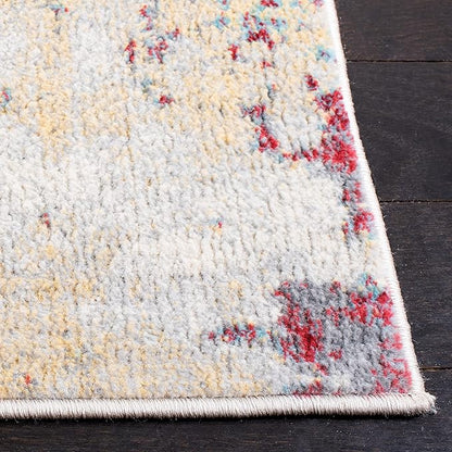 SAFAVIEH Jasper Collection Runner Rug - 2' x 8', Red & Ivory, Modern Abstract Design, Non-Shedding & Easy Care, Ideal for High Traffic Areas in Living Room, Bedroom (JSP101Q)