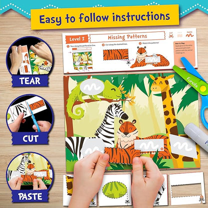 Toddler Scissor Skills - Art Supplies & Crafts Kit for Kids, Safety Scissors, Fine Motor Toys, Montessori Gifts for Boys & Girls Ages 3, 4, 5, 6, 7 Year Old, Preschool Learning Activity Books