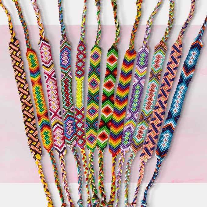 Novelty Place 10 Pcs Woven Bracelet Bulk for Women & Girls - Nepal Style Friendship Bracelets Handmade Braided Rope Wrist String Chain (Random Colors & Patterns)