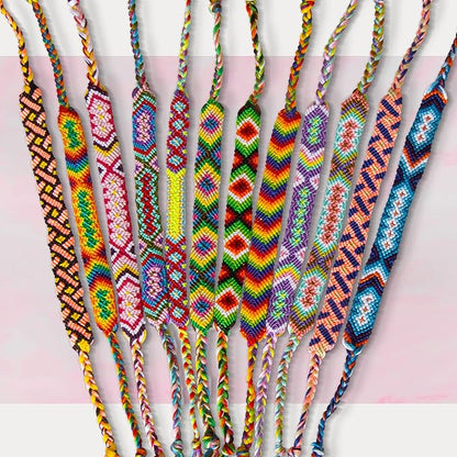 Novelty Place 10 Pcs Woven Bracelet Bulk for Women & Girls - Nepal Style Friendship Bracelets Handmade Braided Rope Wrist String Chain (Random Colors & Patterns)