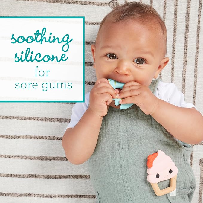 Infantino Sweet Tooth Silicone Teethers, Textured Ice Cream and Donut, 2-Pack