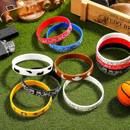 Western Party Bracelets Rubber Bracelets Silicone Stretch Wristbands for Western Themed Parties Birthday Parties