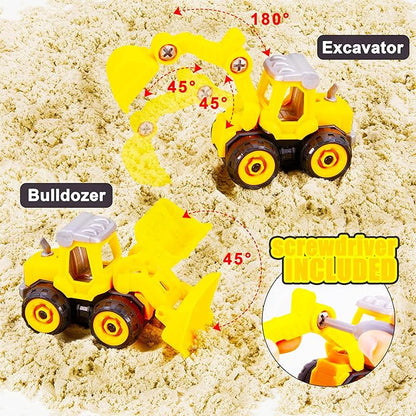 Construction Sensory Bin, Tractor Sand Playset Construction Sandbox with Toy Truck Play Sand and Signs, Sand Art Kit for Kids Ages 3 and up