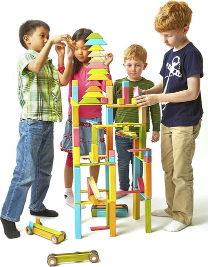 90 Piece Tegu Classroom Magnetic Wooden Block Set, Tints, 1-99 years old