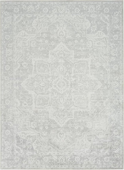 Nourison Astra Machine Washable Grey 5'3" x 7' Area Rug - Easy Cleaning, Non Shedding, Bed Room, Living Room, Dining Room, Kitchen (5' x 7')