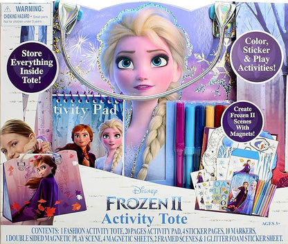 Disney Frozen Activity Tote – Ultimate Princess Adventure Bag with Coloring Books, Stickers, Crayons & Games – Travel-Friendly Art Set for Girls Ages 3+ – Great Gift for Creative Play