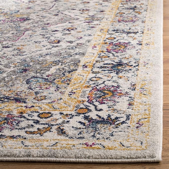 SAFAVIEH Evoke Collection 2'2" x 7' Ivory/Grey EVK288A Oriental Medallion Distressed Non-Shedding Living Room Entryway Foyer Hallway Bedroom Runner Rug