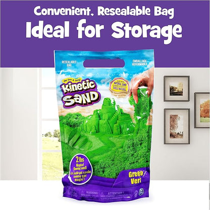 Kinetic Sand, The Original Moldable Sensory Play Sand Toys for Kids, Green, 2 lb. Resealable Bag, Ages 3+