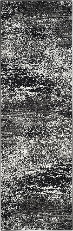 SAFAVIEH Adirondack Collection Runner Rug - 2'6" x 8', Silver & Black, Modern Abstract Design, Non-Shedding & Easy Care, Ideal for High Traffic Areas in Living Room, Bedroom (ADR112A)