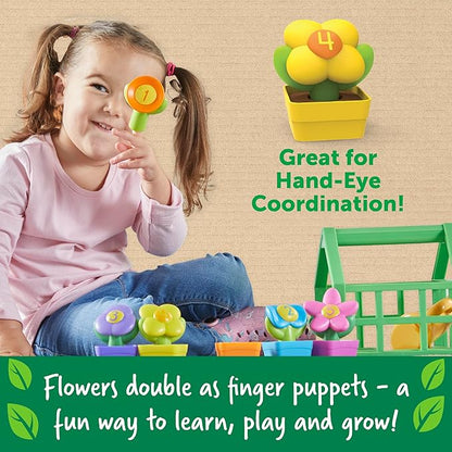 Learning Resources Growing Greenhouse Color & Number Playset, Preschool Learning Activities, Montessori Toys, Easter Toys, Ages 18 Month+, 12 Pieces