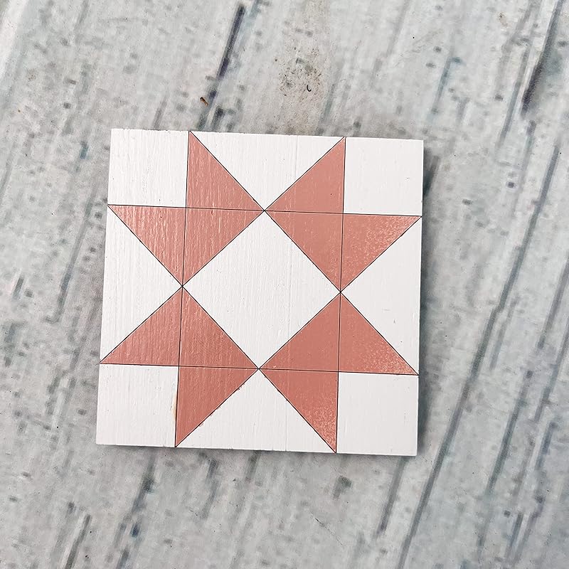 Mini Unfinished Barn Quilt Square Wooden Sign, Country Decor Canvas Quilts Blocks Bulk Set of 4 (3 inches, HST Square)