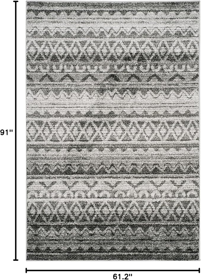 SAFAVIEH Adirondack Collection Area Rug - 5'1" x 7'6", Ivory & Charcoal, Moroccan Boho Distressed Design, Non-Shedding & Easy Care, Ideal for High Traffic Areas in Living Room, Bedroom (ADR119N)