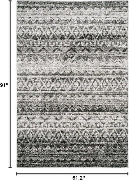 SAFAVIEH Adirondack Collection Area Rug - 5'1" x 7'6", Ivory & Charcoal, Moroccan Boho Distressed Design, Non-Shedding & Easy Care, Ideal for High Traffic Areas in Living Room, Bedroom (ADR119N)