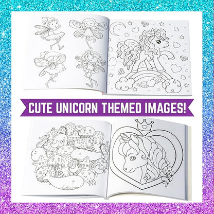 GirlZone Unicorn Coloring Book for Kids Ages 4+, Arts and Crafts Unicorn Coloring Books with 102 Fun Designs Like Fairies and Sea Animals for Teen Girls
