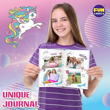 Unicorn Journal Kit for Girls 6-12, FunKidz Scrapbook Set for Teens Diary Kit for Girl Activities Creative Gifts