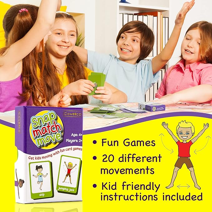 Exercise Cards for Kids - PE Equipment for Elementary School, Kids Workout Equipment Exercise Games, Classroom Exercise, PE Teacher Recess Equipment or at Home, Active Play Indoor or Outdoors