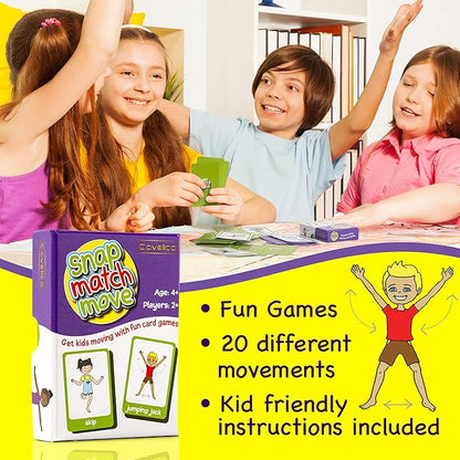 Exercise Cards for Kids - PE Equipment for Elementary School, Kids Workout Equipment Exercise Games, Classroom Exercise, PE Teacher Recess Equipment or at Home, Active Play Indoor or Outdoors