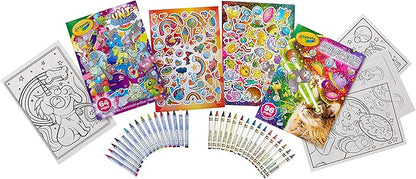 Crayola Uni-Creatures & Cosmic Cats Coloring Book Set - 2 Pack (96pgs), Animal Sticker Sheet, Metallic Crayons & Glitter Crayons