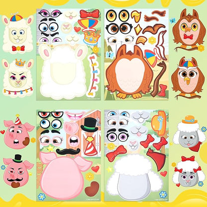 JOYIN 36 Pcs 9"x6" Farm Animals Make a face Stickers for Kids, Make Your Own Summer Sticker Sheets, Party Favors Kids Crafts, Goodie Bags Stuffers, Classroom Rewards