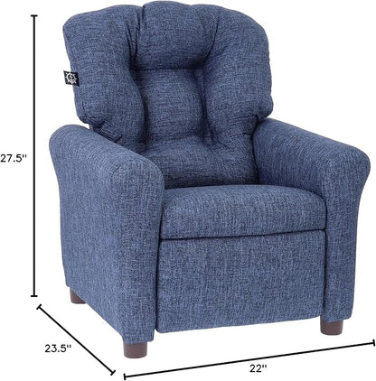 The Crew Furniture Traditional Kids Recliner, Toddler Ages 1-5 Years, Home Décor Polyester Linen, Sapphire