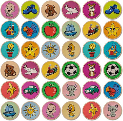 Cottify 2-Pack Wooden Memory Matching Game for Toddlers, Durable Memory Game for Toddlers 3-5 Years, Toddler Memory Game, Toddler Matching Game, Memory Games for Kids 3 and up, 72 Cards