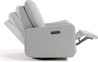 Graco Teddi Power Recliner Swivel Glider (Salt & Pepper Boucle) – Electronic Power Recline, USB-A & USB-C Charger, Premium Cushioning & Comfort