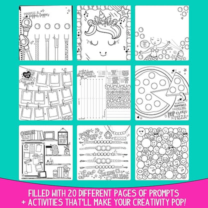 Just My Style Pop & Color Sketchbook, Creative Fidget Sketchbook and Pen Set, Great Weekend Activity, Includes Cute Puffy Stickers & Mindfulness Activity Book for Kids Ages 6, 7, 8, 9