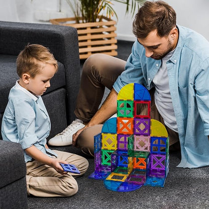 PicassoTiles Magnetic Building Block Quarter Round and Window Set Magnet Construction Toy Educational Kit Engineering STEM Learning Playset Child Brain Development Stacking Blocks Playboards