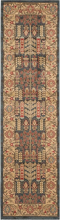 SAFAVIEH Mahal Collection Runner Rug - 2'2" x 6', Navy & Natural, Traditional Oriental Design, Non-Shedding & Easy Care, Ideal for High Traffic Areas in Living Room, Bedroom (MAH697E)