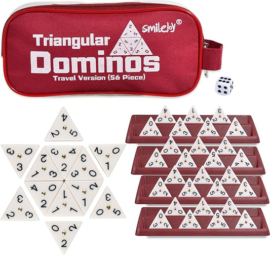Smilejoy Triangle Domino,Triangular Domino Tiles with Brass Spinners Tabletop Game for Kids Ages 7 and Up, 56 Tiles, Classical Board Game, mathing Skill Trainning (2-4 Players)