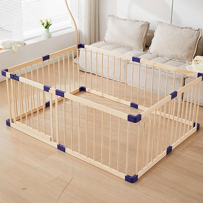 Kids Baby Toddler Playpen Indoor Portable Wooden Freestanding, Kids Baby Pet Cats Dogs Animals Toy Play Fence with Door,Safe Zone Playpen,Baby Safety Play A Perfect Birth Birthday Gift(120x160x61cm)