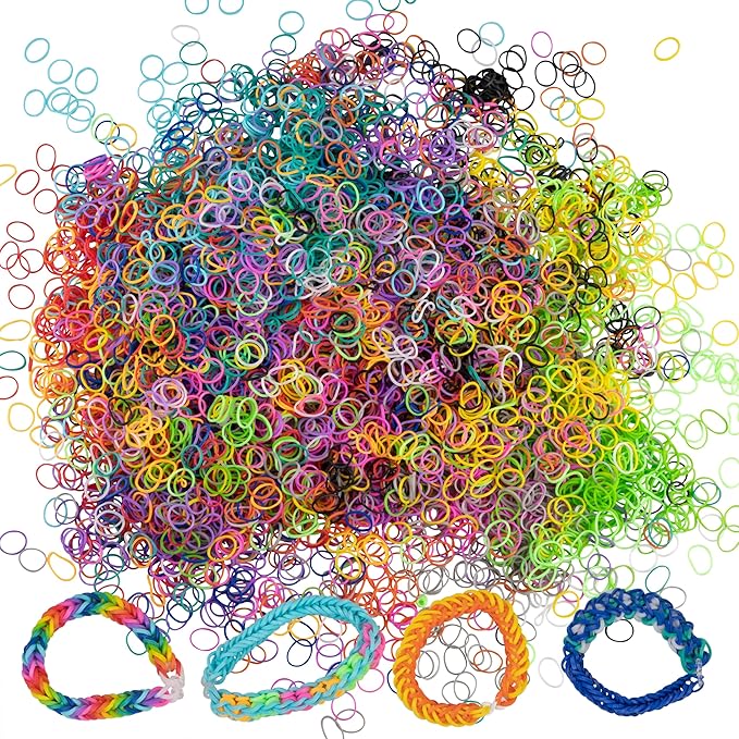 Loom Rubber Bands 4800 pc Refill Kit w 16 Unique Rainbow Colors (300 of Each) & 200 Clips - Works w All Rubber Band Jewelry Looms - DIY Gift for Girls Boys & Bracelet Making Craft for Kids and Camps
