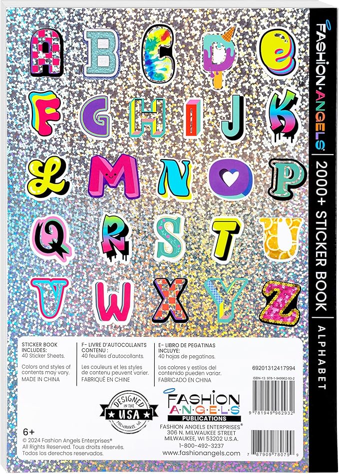 Fashion Angels 2,000+ Alphabet Sticker Book, Includes Fun & Colorful Craft Letter Stickers, Ideal for Accessorizing Kids & Teens Notebooks, Journals & More