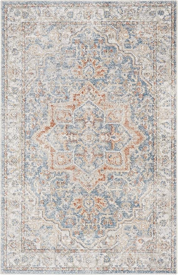 Nourison Astra Machine Washable Traditional Denim Multi 2'2" x 4' Area Rug, Easy Cleaning, Non Shedding, Bed Room, Living Room, Dining Room, Kitchen (2x4)