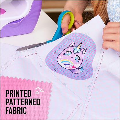 Cool Maker, Stitch ‘N Style Fashion Studio, Pre-Threaded Sewing Machine Toy with Fabric and Water Transfer Prints, Arts & Crafts Kids Toys for Girls