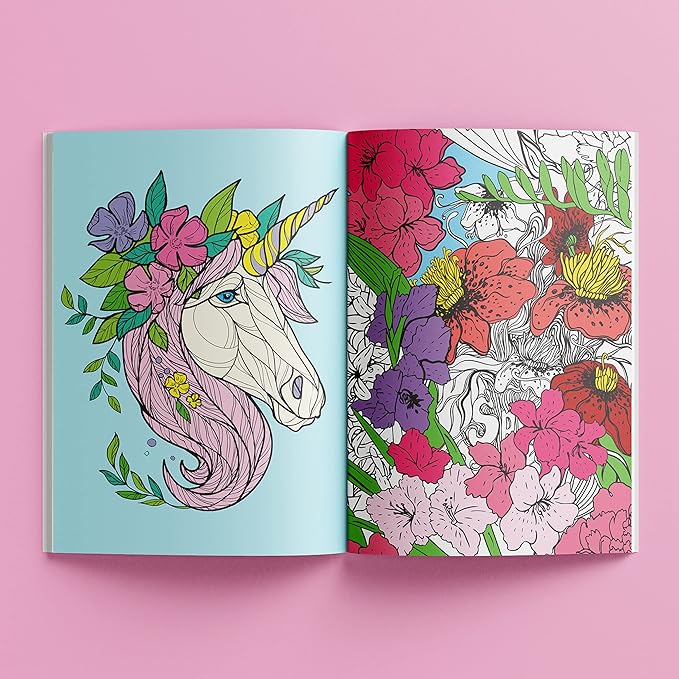 Hinkler Super Kaleidoscope - Unicorn Magic Activity Kit - Fantasy Themed Coloring Book with Glitter Stationery and Stickers - Unicorn Keyring - Arts and Craft Kits for Kids Aged 6 to 8