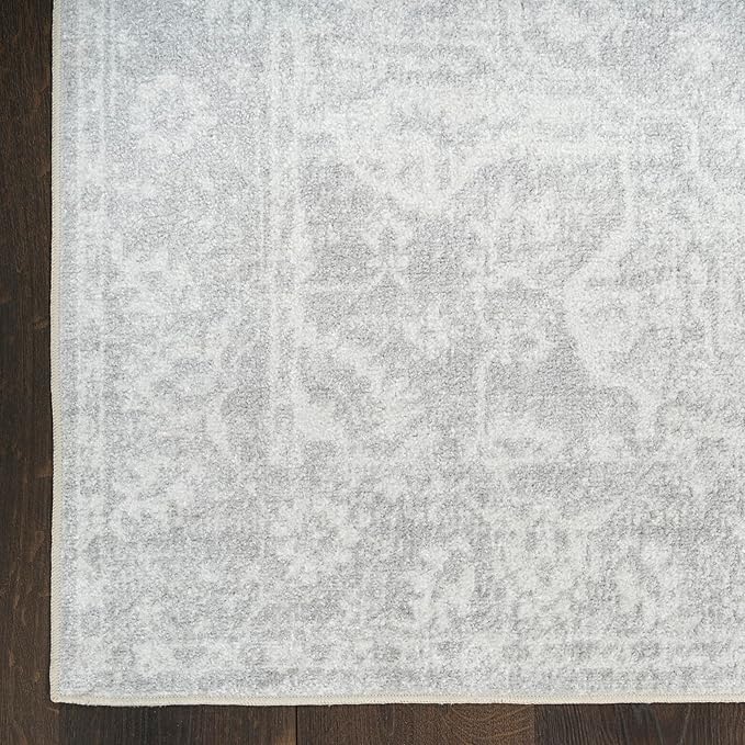 Nourison Astra Machine Washable Grey 4' x 6' Area Rug - Easy Cleaning, Non Shedding, Bed Room, Living Room, Dining Room, Kitchen (4' x 6')