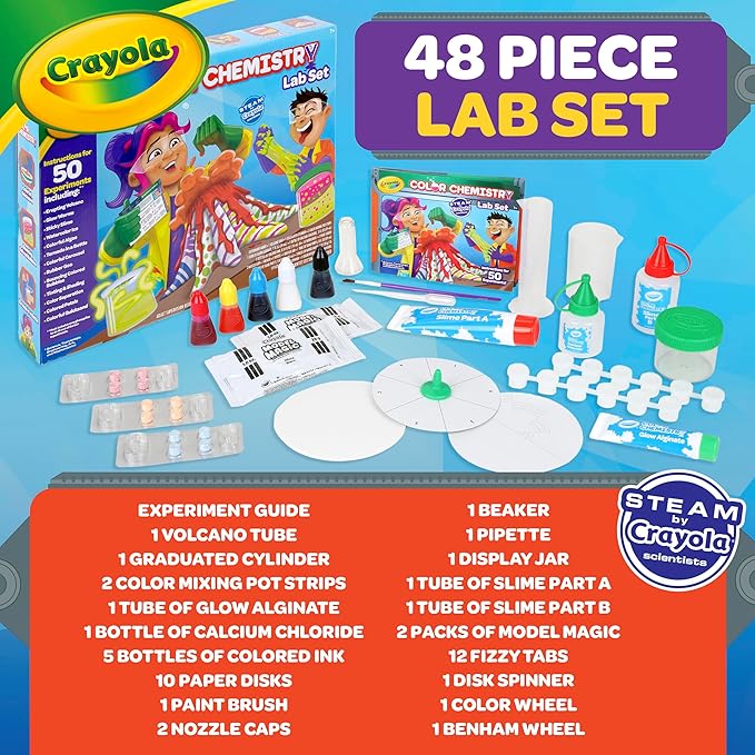 Crayola Color Chemistry Set (50 Experiments), Science Kit For Kids, STEM Toy for Kids, Gift for Boys & Girls, Ages 7, 8, 9