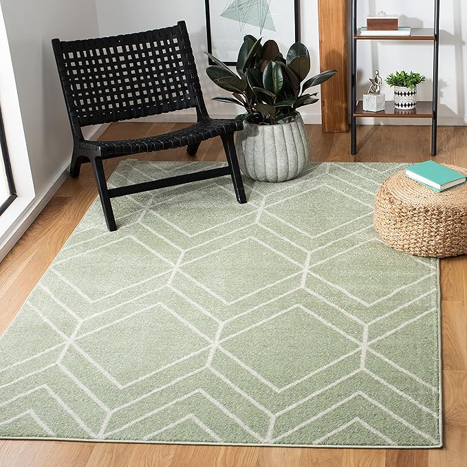 SAFAVIEH Adirondack Collection Accent Rug - 4' x 6', Sage & Ivory, Modern Geometric Design, Non-Shedding & Easy Care, Ideal for High Traffic Areas in Entryway, Living Room, Bedroom (ADR241Y)